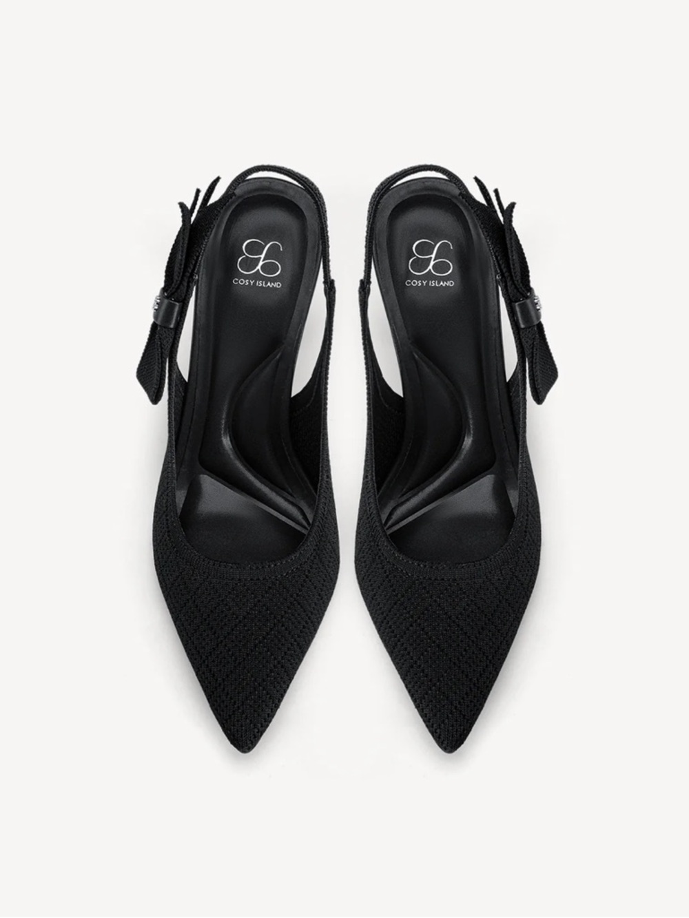 Cosy Island Chiara Boni Black Knit Pointed Slingback Heels - Picture 6 of 7